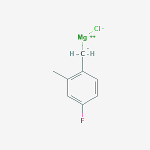 molecular formula C8H8ClFMg B6333887 4-Fluoro-2-methylbenzylmagnesium chloride, 0.25M in Diethyl Ether CAS No. 1187165-53-2