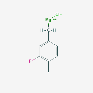 molecular formula C8H8ClFMg B6333908 3-Fluoro-4-methylbenzylmagnesium chloride, 0.25M in Diethyl Ether CAS No. 1187165-47-4