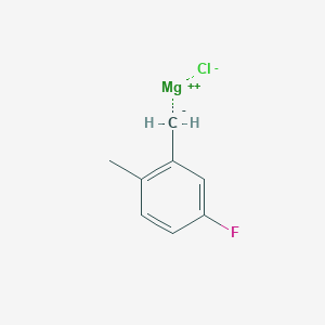 molecular formula C8H8ClFMg B6333916 5-Fluoro-2-methylbenzylmagnesium chloride, 0.25M in Diethyl Ether CAS No. 1187168-59-7