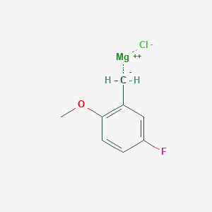 molecular formula C8H8ClFMgO B6333926 5-Fluoro-2-methoxybenzylmagnesium chloride, 0.25M in Diethyl Ether CAS No. 955124-81-9