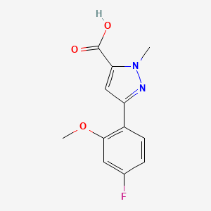 molecular formula C12H11FN2O3 B6333987 5-(4-Fluoro-2-methoxy-phenyl)-2-methyl-2H-pyrazole-3-carboxylic acid CAS No. 1354408-45-9