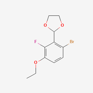 molecular formula C11H12BrFO3 B6334006 2-(2-Bromo-6-fluoro-5-ethoxyphenyl)-1,3-dioxolane CAS No. 1383469-34-8