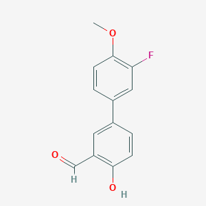 molecular formula C14H11FO3 B6334100 4-(3-Fluoro-4-methoxyphenyl)-2-formylphenol, 95% CAS No. 1098984-27-0