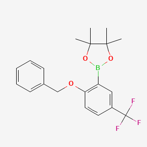 molecular formula C20H22BF3O3 B6334437 2-(2-(Benzyloxy)-5-(trifluoromethyl)phenyl)-4,4,5,5-tetramethyl-1,3,2-dioxaborolane CAS No. 779331-12-3