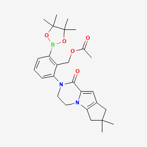 molecular formula C27H35BN2O5 B6334840 2-(Acetoxymethyl)-3-(7,7-dimethyl-1-oxo-3,4,7,8-tetrahydro-1H-cyclopenta[4,5]pyrrolo[1,2-a]pyrazin-2(6H)-yl)phenylboronic acid pinacol ester CAS No. 1346676-30-9