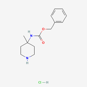 molecular formula C14H21ClN2O2 B6335125 4-（Cbz-氨基）-4-甲基哌啶盐酸盐；95% CAS No. 676559-74-3