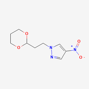 molecular formula C9H13N3O4 B6335132 1-[2-(1,3-二氧六环-2-基)乙基]-4-硝基-1H-吡唑 CAS No. 1240574-06-4