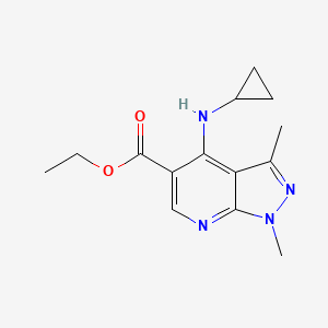 molecular formula C14H18N4O2 B6335285 Ethyl 4-(cyclopropylamino)-1,3-dimethyl-1H-pyrazolo[3,4-b]pyridine-5-carboxylate CAS No. 1044909-25-2