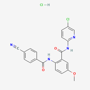 molecular formula C21H16Cl2N4O3 B6335499 N-(5-Chloro-pyridin-2-yl)-2-(4-cyano-benzoyl-amino)-5-methoxy-benzamide hydrochloride CAS No. 936539-81-0