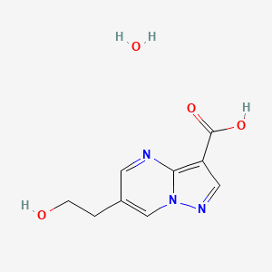 molecular formula C9H11N3O4 B6335672 6-(2-Hydroxyethyl)pyrazolo[1,5-a]pyrimidine-3-carboxylic acid hydrate, 95% CAS No. 1389313-32-9