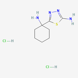 molecular formula C8H16Cl2N4S B6336112 5-(1-Aminocyclohexyl)-1,3,4-thiadiazol-2-amine dihydrochloride;  95% CAS No. 1293924-34-1