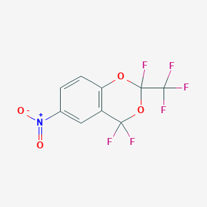 molecular formula C9H3F6NO4 B6336710 2,4,4-Trifluoro-6-nitro-2-(trifluoromethyl)-1,3-benzodioxan, 95% CAS No. 25854-53-9