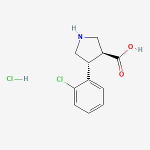 molecular formula C11H13Cl2NO2 B6336797 (+/-)-trans-4-(2-Chloro-phenyl)-pyrrolidine-3-carboxylic acid-HCl CAS No. 1049727-60-7