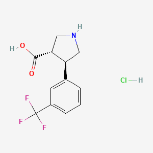 molecular formula C12H13ClF3NO2 B6336810 (+/-)-trans-4-(3-Trifluoromethyl-phenyl)-pyrrolidine-3-carboxylic acid-HCl CAS No. 2103402-72-6