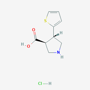molecular formula C9H12ClNO2S B6336817 (+/-)-trans-4-(2-Thienyl)-pyrrolidine-3-carboxylic acid-HCl CAS No. 1049740-31-9