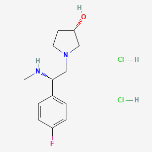 molecular formula C13H21Cl2FN2O B6337000 (2S,3'S)-1-[2-(4-Fluoro-phenyl)-2-methylamino-ethyl]-pyrrolidin-3-ol bis-hydrochloride;  97% CAS No. 1260617-85-3