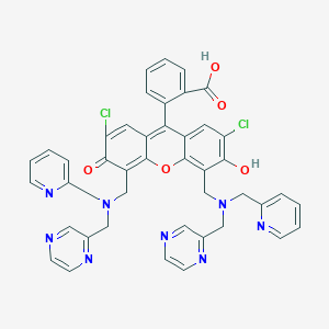 molecular formula C44H34Cl2N8O5 B6337018 9-(2-Carboxyphenyl)-2,7-dichloro-4,5-bis[(2-picolyl)(pyrazin-2-ylmethyl)aminomethyl]-6-hydoxy-3-xanthanone ZPP1 CAS No. 1084898-23-6
