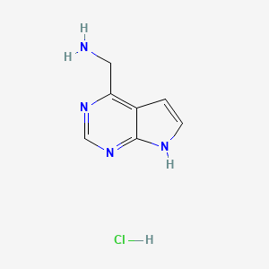 molecular formula C7H9ClN4 B6337118 (7H-Pyrrolo[2,3-d]pyrimidine-4-yl)methanamine hydrochloride;  97% CAS No. 1378817-39-0