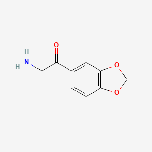 molecular formula C9H9NO3 B6337158 2-Amino-1-(1,3-dioxaindan-5-yl)ethan-1-one TFA, 95% CAS No. 189506-53-4