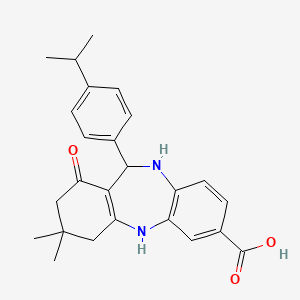 molecular formula C25H28N2O3 B6337176 2,3,4,5,10,11-Hexahydro-3,3-dimethyl-11-[4-(1-methylethyl)phenyl]-1-oxo-1H-dibenzo[b,e][1,4]diazepine-7-carboxylic acid CAS No. 1024341-67-0