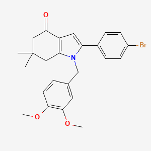molecular formula C25H26BrNO3 B6337224 1-((3,4-Dimethoxyphenyl)methyl)-2-(4-bromophenyl)-6,6-dimethyl-5,6,7-trihydroindol-4-one CAS No. 1024376-35-9