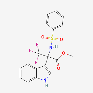 molecular formula C18H15F3N2O4S B6337239 Methyl 3,3,3-trifluoro-2-(1H-indol-3-yl)-N-(phenylsulfonyl)alaninate, 97% CAS No. 107651-37-6