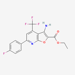 molecular formula C17H12F4N2O3 B6337253 Ethyl 3-amino-4-(trifluoromethyl)-6-(4-fluorophenyl)furo[2,3-b]pyridine-2-carboxylate CAS No. 477320-36-8