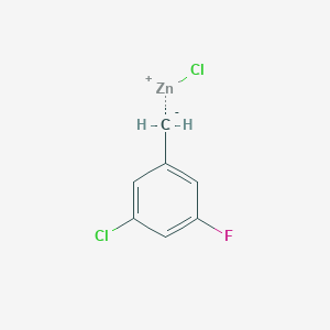 molecular formula C7H5Cl2FZn B6337714 3-Chloro-5-fluorobenzylzinc chloride, 0.5M in tetrahydrofuran CAS No. 1927897-12-8