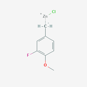 molecular formula C8H8ClFOZn B6337722 3-Fluoro-4-methoxybenzylzinc chloride, 0.5M in tetrahydrofuran CAS No. 1839069-73-6