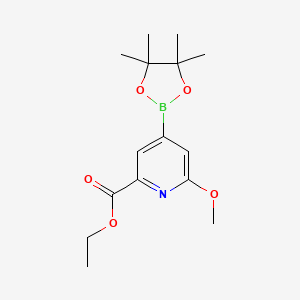 molecular formula C15H22BNO5 B6337741 2-(Ethoxycarbonyl)-6-methoxypyridine-4-boronic acid pinacol ester, 95% CAS No. 2096337-57-2