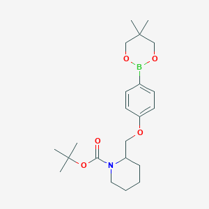 molecular formula C22H34BNO5 B6337815 tert-Butyl 2-{[4-(5,5-dimethyl-1,3,2-dioxaborinan-2-yl)phenoxy]methyl}piperidine-1-carboxylate CAS No. 2096994-52-2