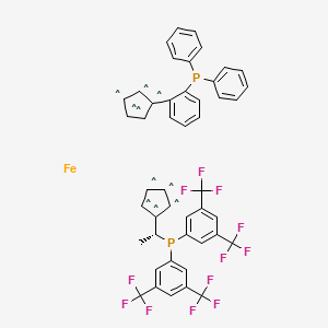 molecular formula C46H32F12FeP2 B6338440 (R)-(-)-1-[(R)-2-(2'-Di-Ph-phosphino-Ph)ferrocenyl]ethyldi(bis-3,5-trifluoromethyl-Ph)phosphine;  97% CAS No. 387868-06-6