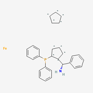 molecular formula C29H26FeNP B6338442 (S)-(+)-1-[(R)-2-(Diphenylphosphino)ferrocenyl]benzylamine;  98% CAS No. 2170895-90-4