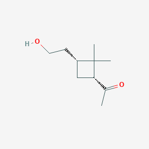 molecular formula C10H18O2 B063385 1-[(1R,3R)-3-(2-Hydroxyethyl)-2,2-dimethylcyclobutyl]ethanone CAS No. 162061-50-9