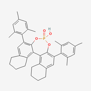 molecular formula C38H41O4P B6338586 (11bR)-8,9,10,11,12,13,14,15-Octahydro-4-hydroxy-2,6-bis(2,4,6-trimethylphenyl)-4-oxide-dinaphtho[2,1-d:1',2'-f][1,3,2]dioxaphosphepin, 98% (99% ee) CAS No. 1011465-23-8