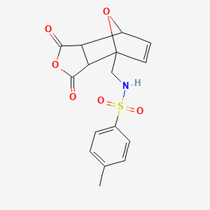 molecular formula C16H15NO6S B6338668 exo-cis-(+/-)-1-[(1-Sulfonamidomethyl-4-methyl-benzyl)]-7-oxabicyclo[2.2.1]hept-5-en-2,3-dicarboxylic anhydride;  98% CAS No. 167937-95-3