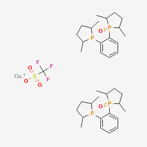 molecular formula C37H56CuF3O5P4S B6338909 Bis{[1-(2R,5R)-2,5-dimethylphospholanyl]-[2-(2R,5R)-2,5-dimethylphospholanyl-oxide]benzene}Cu(I)trifluoromethanesulfonate,97% CAS No. 874013-62-4
