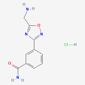 molecular formula C10H11ClN4O2 B6338950 3-[5-(Aminomethyl)-1,2,4-oxadiazol-3-yl]benzamide hydrochloride CAS No. 1185100-54-2