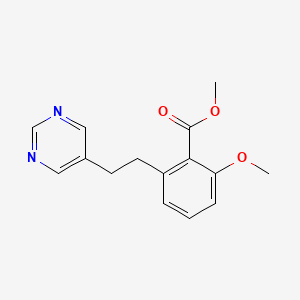 molecular formula C15H16N2O3 B6339212 2-Methoxy-6-(2-pyrimidin-5-yl-ethyl)-benzoic acid methyl ester CAS No. 365542-70-7