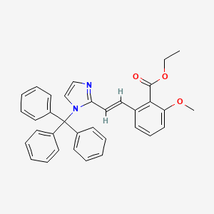 molecular formula C34H30N2O3 B6339220 2-Methoxy-6-[2-(1-trityl-1H-imidazol-2-yl)-vinyl]-benzoic acid ethyl ester CAS No. 365542-38-7
