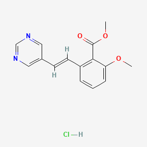 molecular formula C15H15ClN2O3 B6339240 Methyl (E)-2-methoxy-6-(2-(pyrimidin-5-yl)vinyl)benzoate hydrochloride CAS No. 365542-69-4