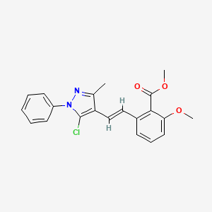 molecular formula C21H19ClN2O3 B6339253 2-[2-(5-Chloro-3-methyl-1-phenyl-1H-pyrazol-4-yl)-vinyl]-6-methoxy-benzoic acid methyl ester CAS No. 365542-59-2
