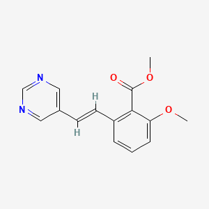 molecular formula C15H14N2O3 B6339259 2-Methoxy-6-(2-pyrimidin-5-yl-vinyl)-benzoic acid methyl ester CAS No. 365542-68-3