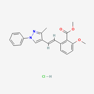 molecular formula C21H21ClN2O3 B6339263 2-Methoxy-6-[2-(3-methyl-1-phenyl-1H-pyrazol-4-yl)-vinyl]-benzoic acid methyl ester, hydrochloride CAS No. 1217195-32-8
