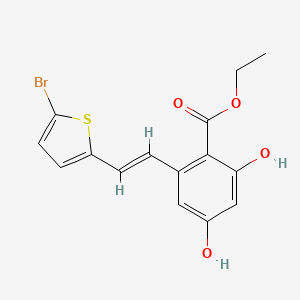 molecular formula C15H13BrO4S B6339374 2-[2-(5-Bromo-thiophen-2-yl)-vinyl]-4,6-dihydroxy-benzoic acid ethyl ester CAS No. 365542-98-9