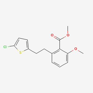 molecular formula C15H15ClO3S B6339400 2-[2-(5-Chloro-thiophen-2-yl)-ethyl]-6-methoxy-benzoic acid methyl ester CAS No. 365543-16-4