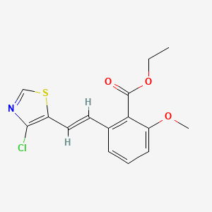 molecular formula C15H14ClNO3S B6339412 2-[2-(4-Chloro-thiazol-5-yl)-vinyl]-6-methoxy-benzoic acid ethyl ester CAS No. 365542-32-1