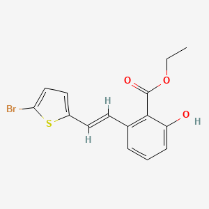 molecular formula C15H13BrO3S B6339443 2-[2-(5-Bromo-thiophen-2-yl)-vinyl]-6-hydroxy-benzoic acid ethyl ester CAS No. 1171924-18-7