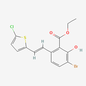 molecular formula C15H12BrClO3S B6339465 3-Bromo-6-[2-(5-chloro-thiophen-2-yl)-vinyl]-2-hydroxy-benzoic acid ethyl ester CAS No. 365542-87-6