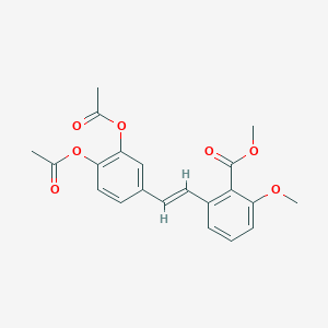 molecular formula C21H20O7 B6339517 2-[2-(3,4-Diacetoxy-phenyl)-vinyl]-6-methoxy-benzoic acid methyl ester CAS No. 365543-25-5